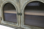 60" Farmhouse TV Stand with 4 Drawers & 2 Glass Doors