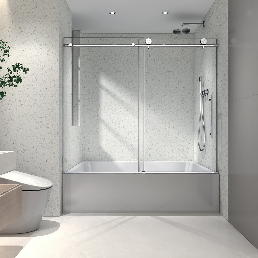 Brushed Nickel Frameless Shower Door
