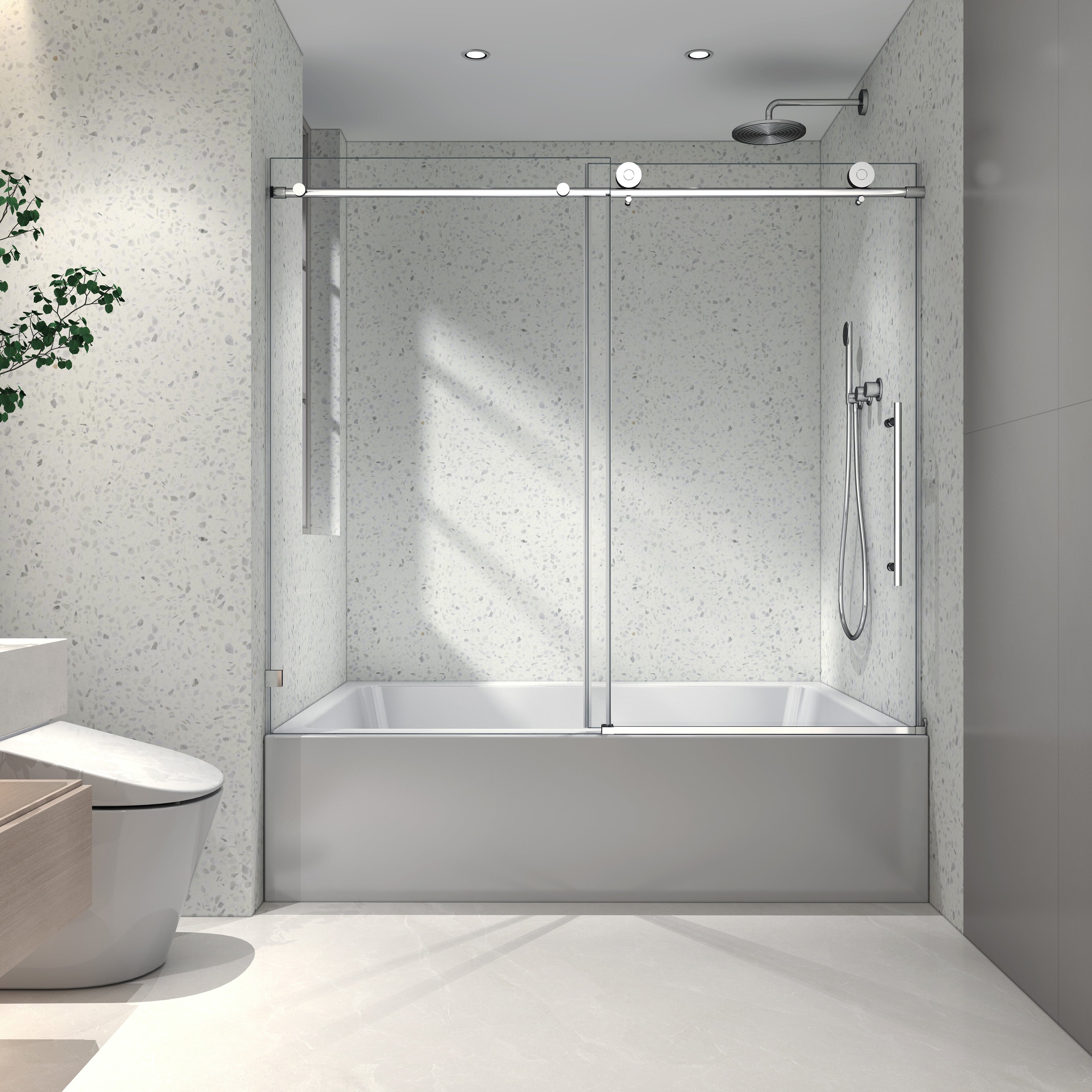 Brushed Nickel Frameless Shower Door
