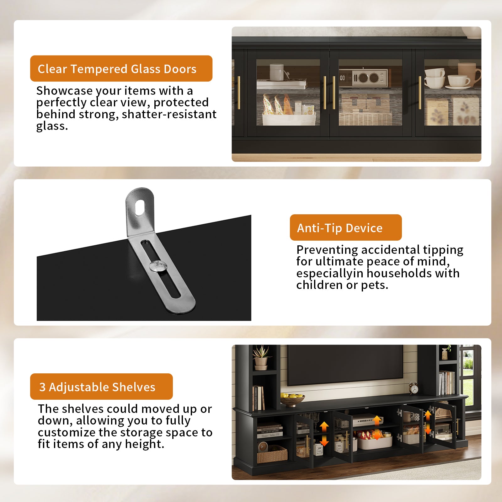 Entertainment Center Wall Unit for TVs Up to 80"