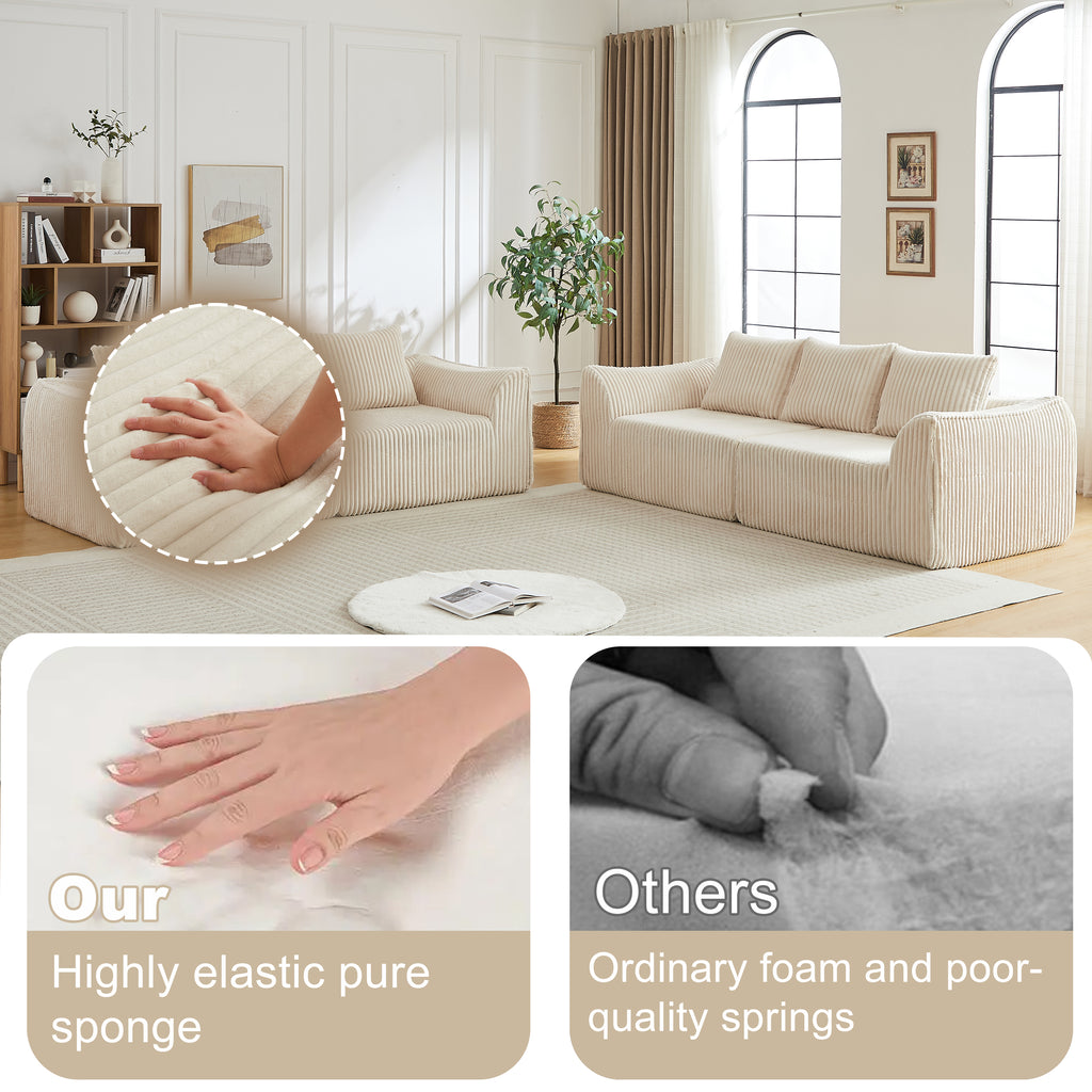 Minimalist 3+3 Seater Corduroy Sofa Set