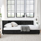 Full Size Upholstered Tufted Bed Frame - Black Velvet
