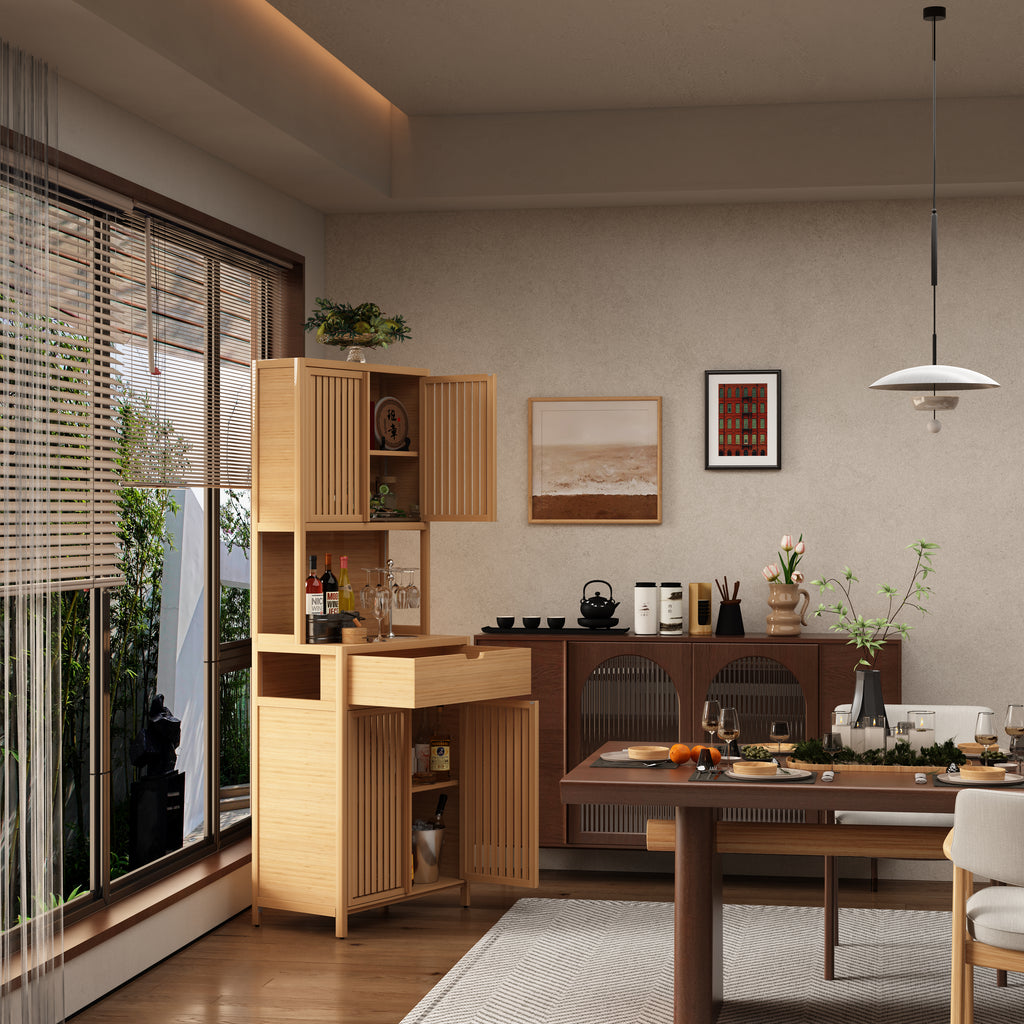 Double-Door Bamboo High-Capacity Storage Cabinet
