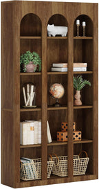 70.87" 5-Tier Rustic Brown Farmhouse Arched Bookcase