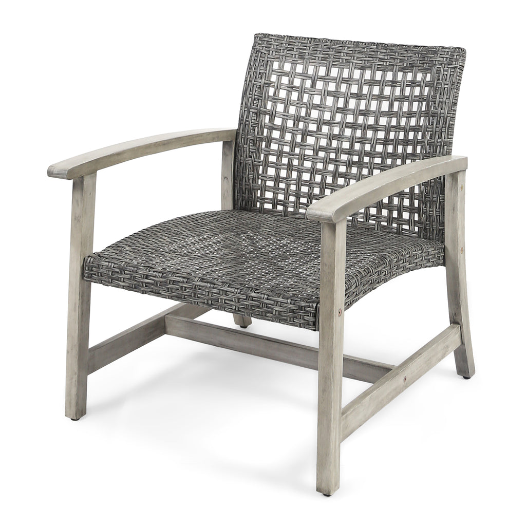 Hampton Wood + Wicker Club Chair Set of 2