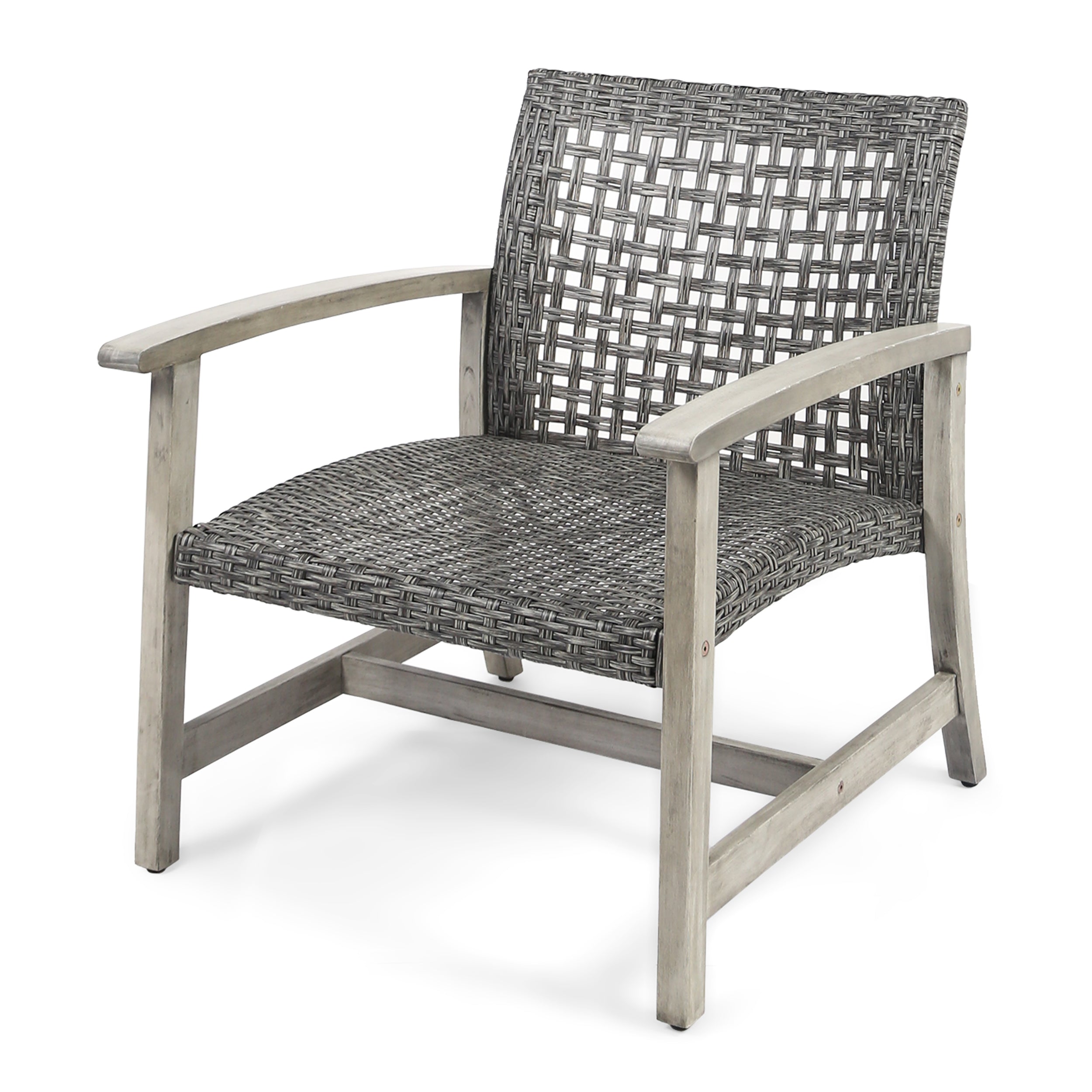 Hampton Wood + Wicker Club Chair Set of 2
