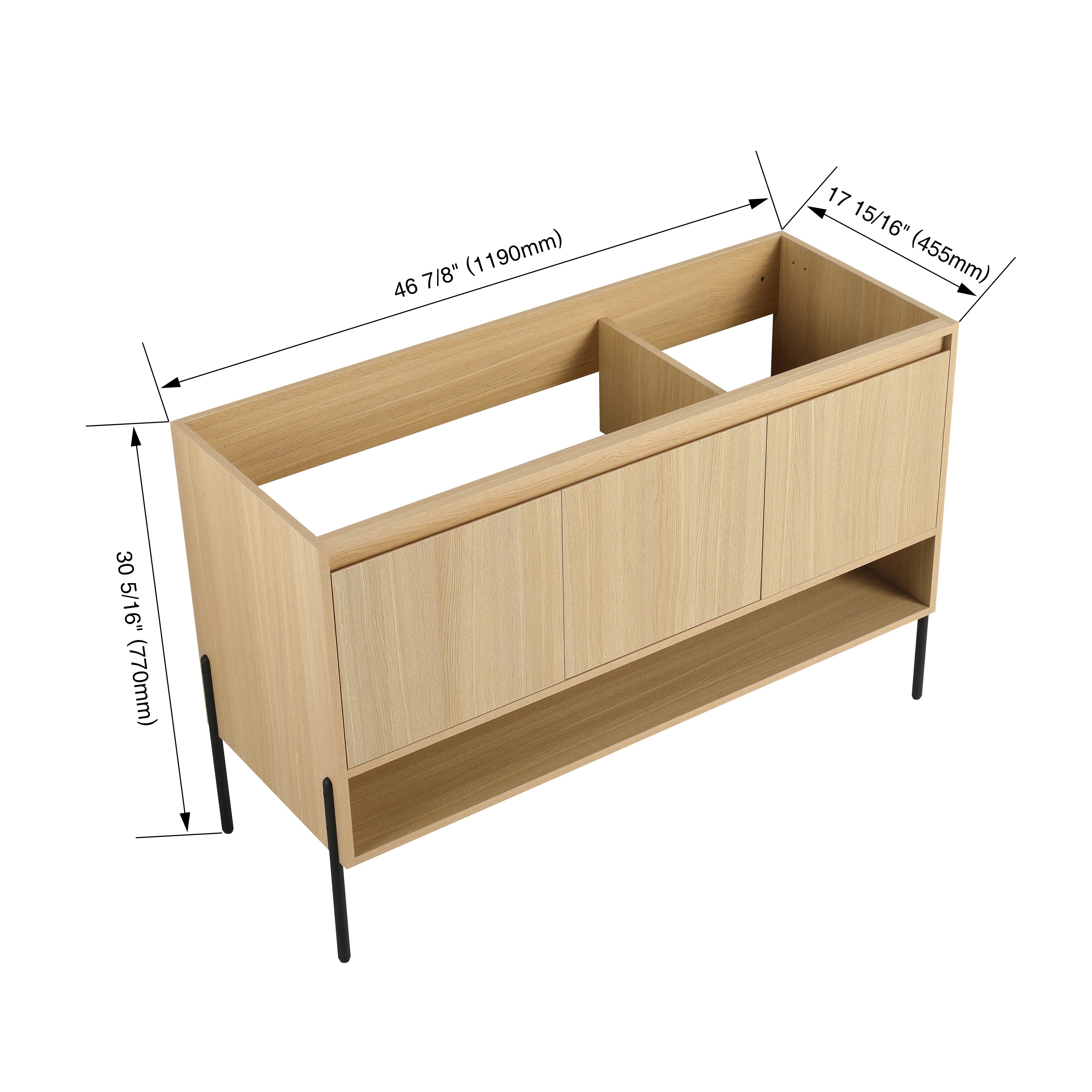 48" Freestanding Bathroom Vanity & 3 Soft-Close Cabinet Doors