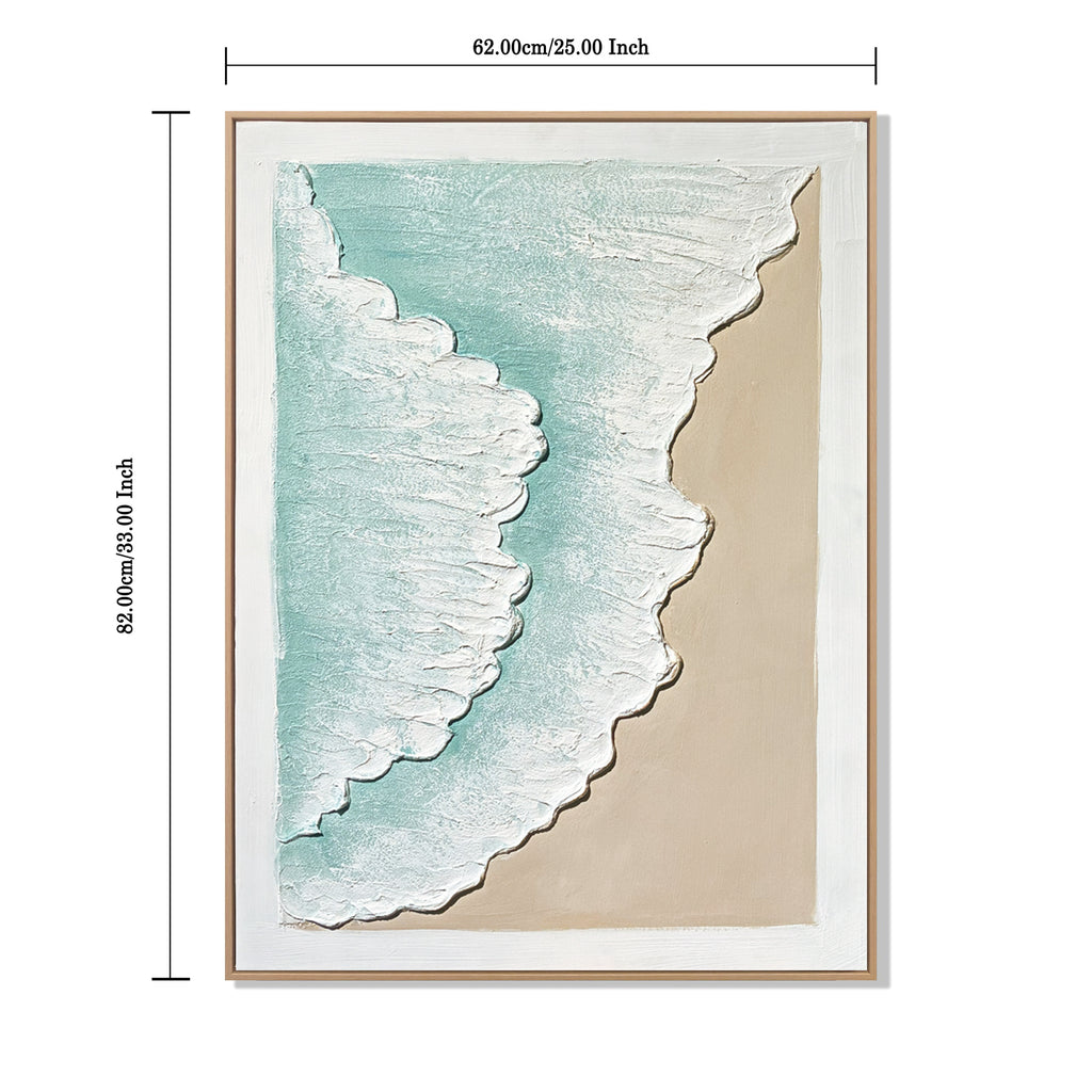 24x32 Set of 2 Framed Ocean Wave Wall Art, Aqua
