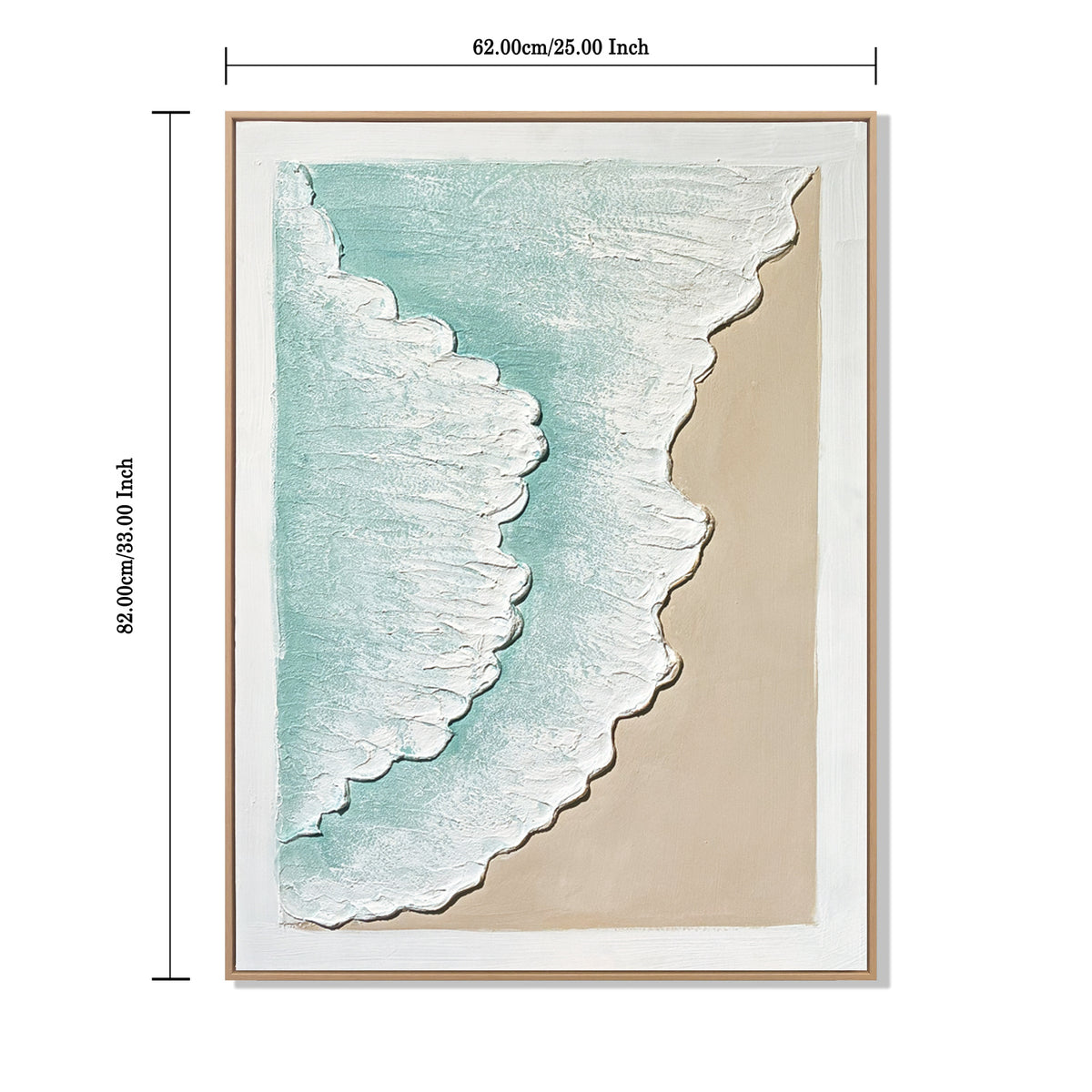 24x32 Set of 2 Framed Ocean Wave Wall Art, Aqua