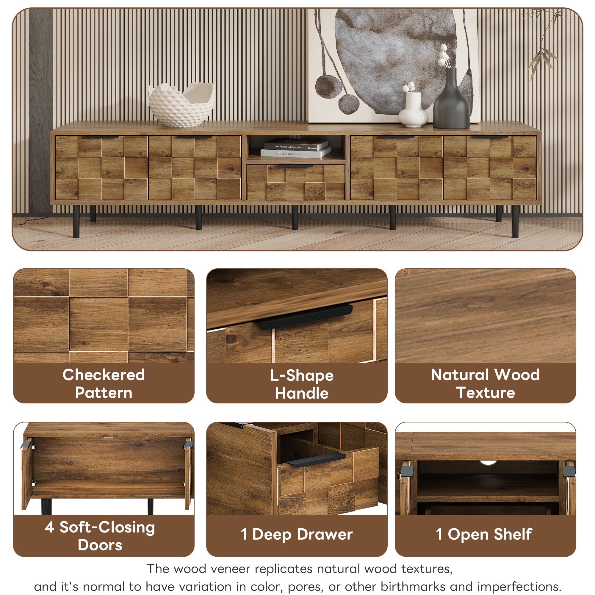 78" TV Stand for 85" 75" 65" Inch TV