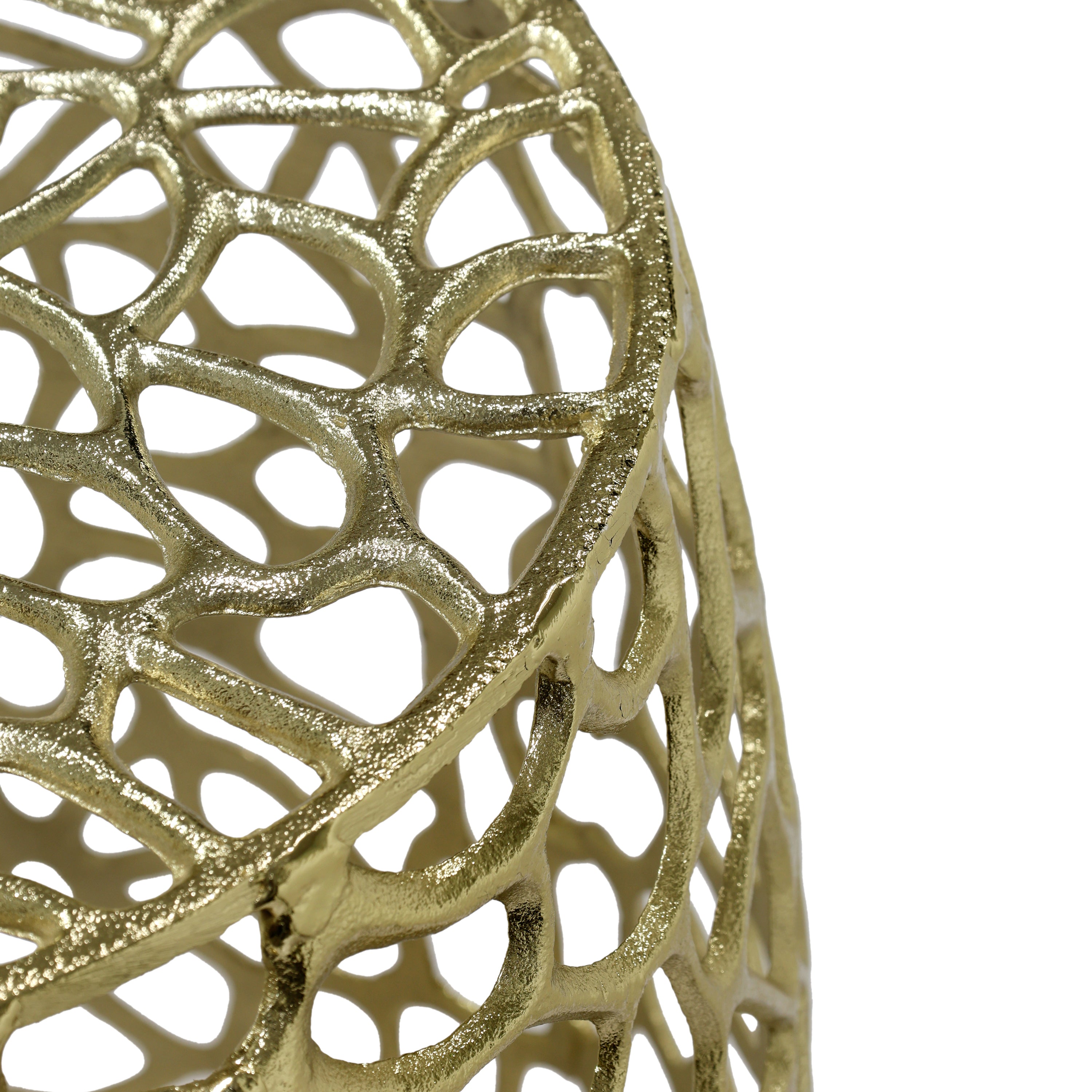 Aluminum Drum End Table with Intricate Design – Gold