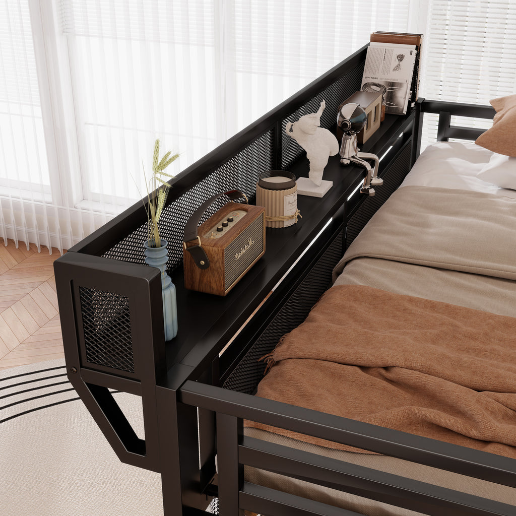 Full Size Loft Bed with Charging Station