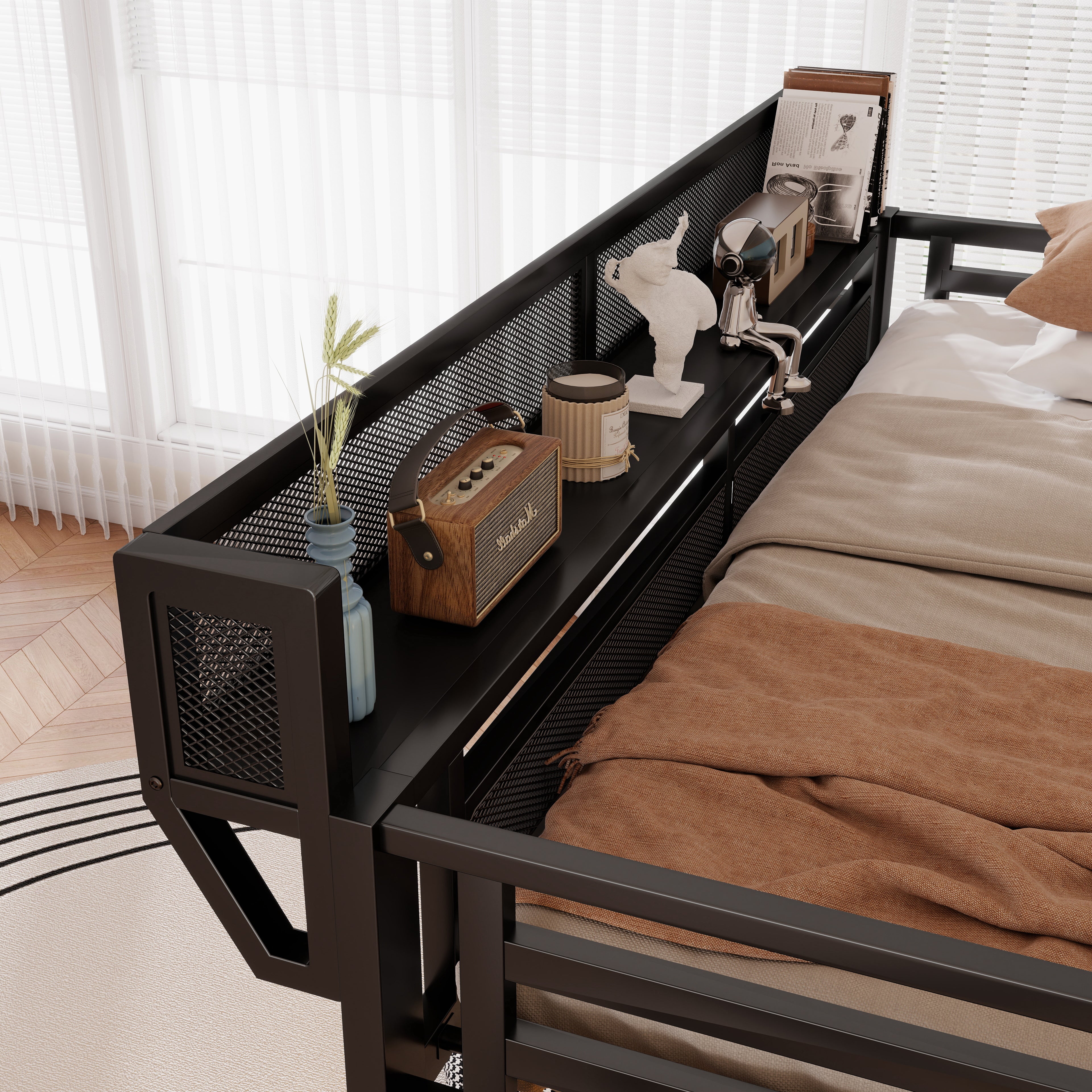 Full Size Loft Bed with Charging Station