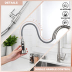 High Arc Single Handle Stainless Steel Brushed Nickel Kitchen Faucet
