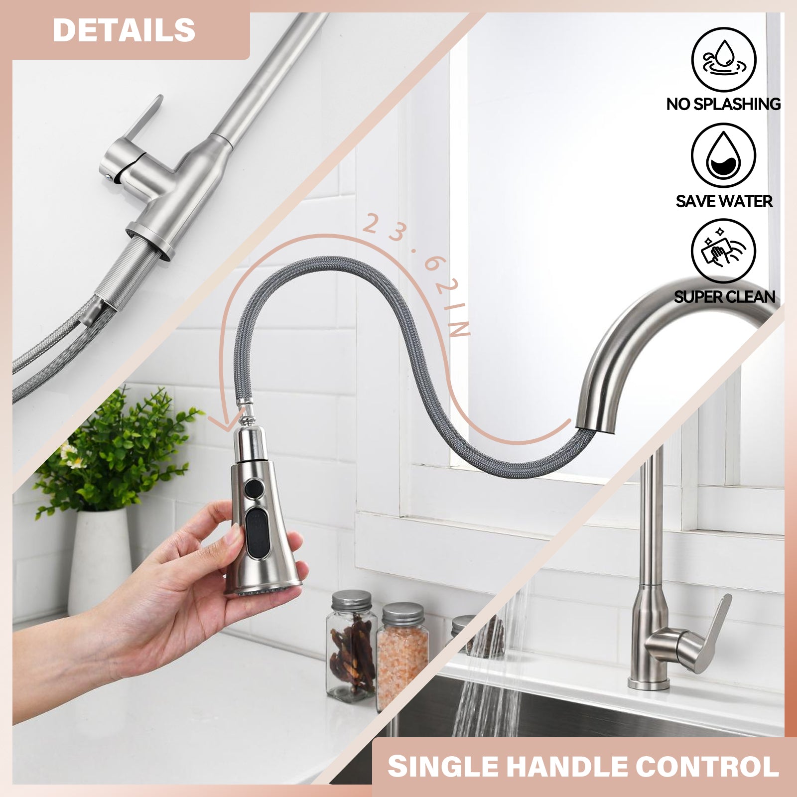 High Arc Single Handle Stainless Steel Brushed Nickel Kitchen Faucet