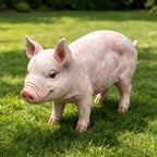 Lifelike Beige Pig Garden Statue