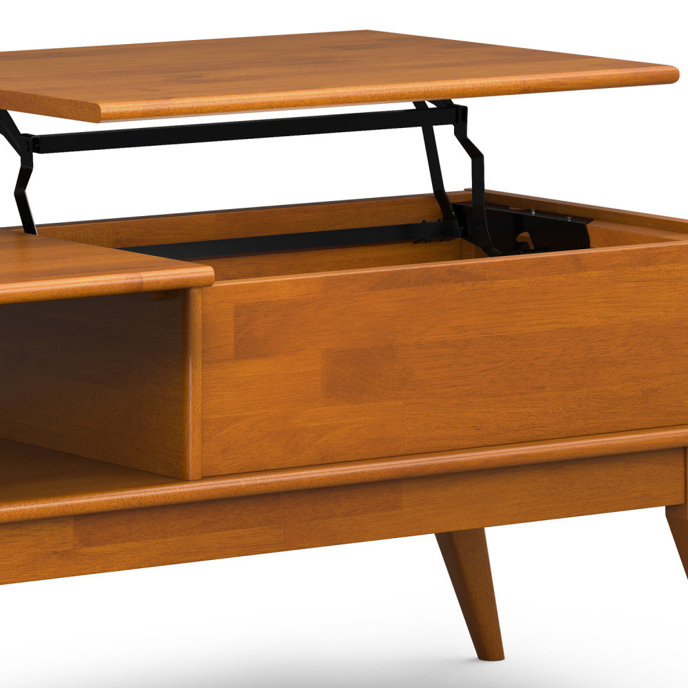 Draper 48 Inch Wide Solid Wood Lift Top Coffee Table in Teak