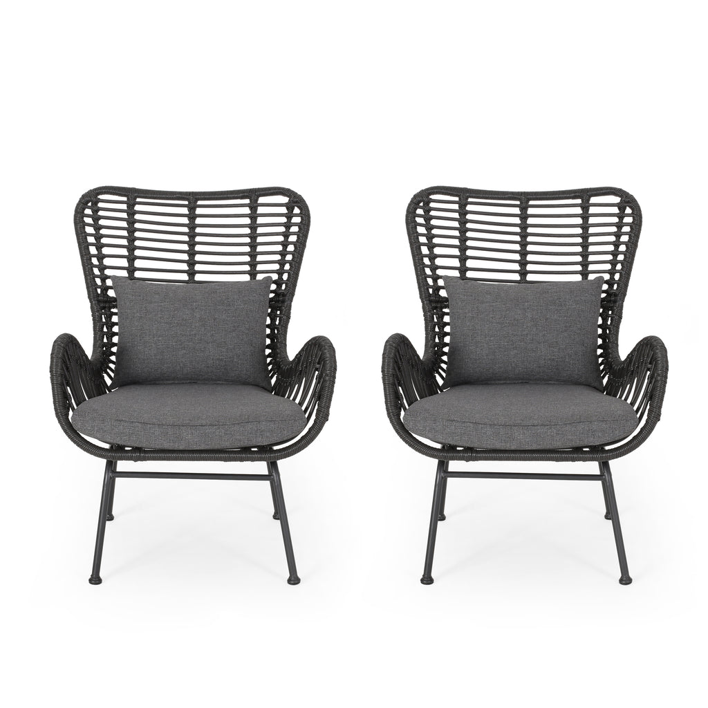 Tapscott Wicker Patio Chair with Cushions (Set of 2)