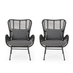 Tapscott Wicker Patio Chair with Cushions (Set of 2)
