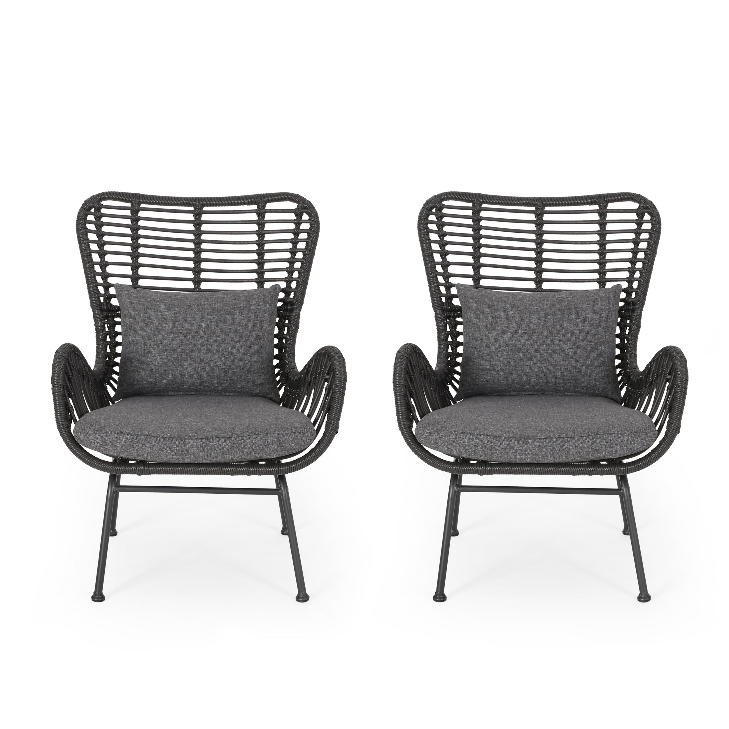 Tapscott Wicker Patio Chair with Cushions (Set of 2)