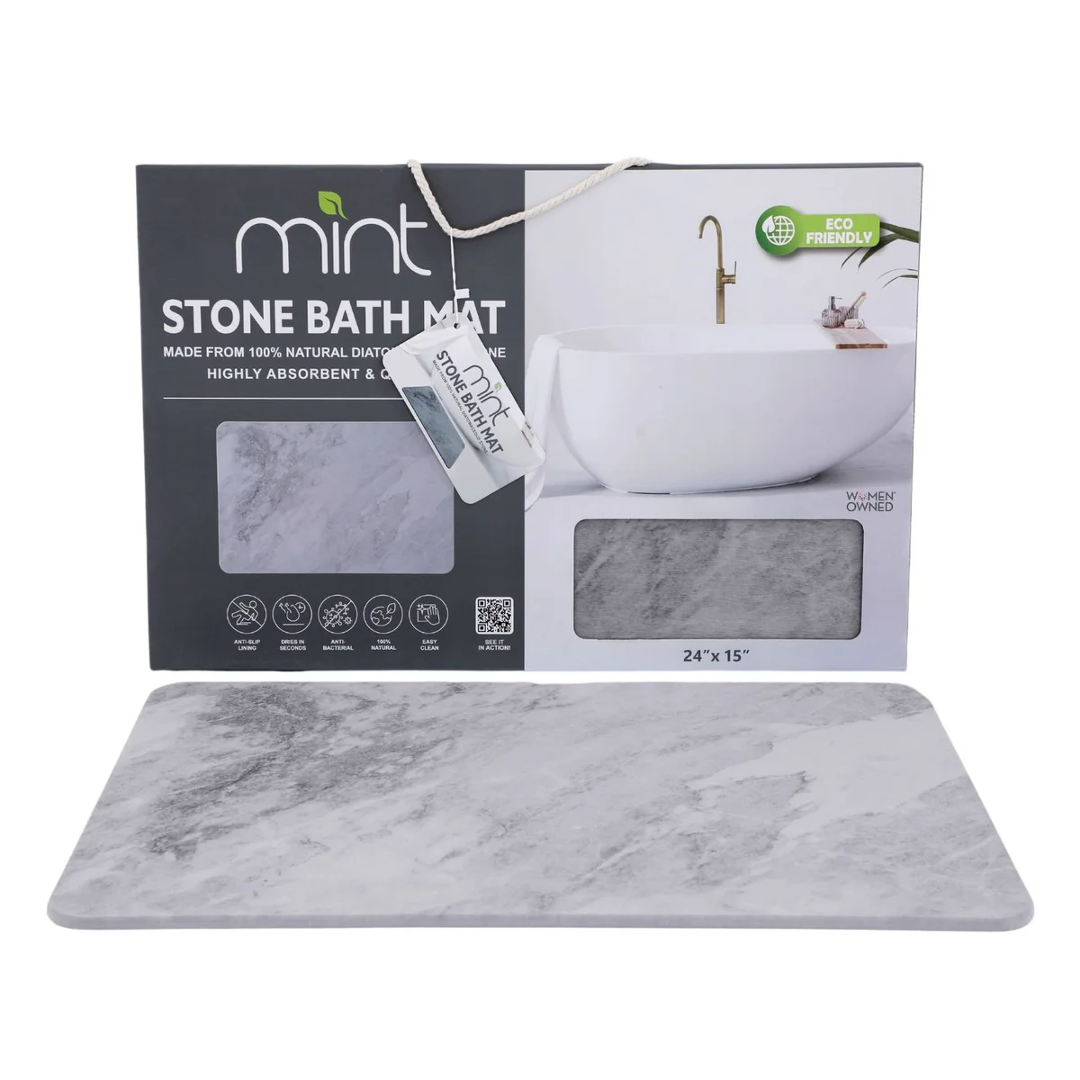 4 Colors! - 24'' x 15'' Diatomaceous Quick-Drying Stone Bath Mat