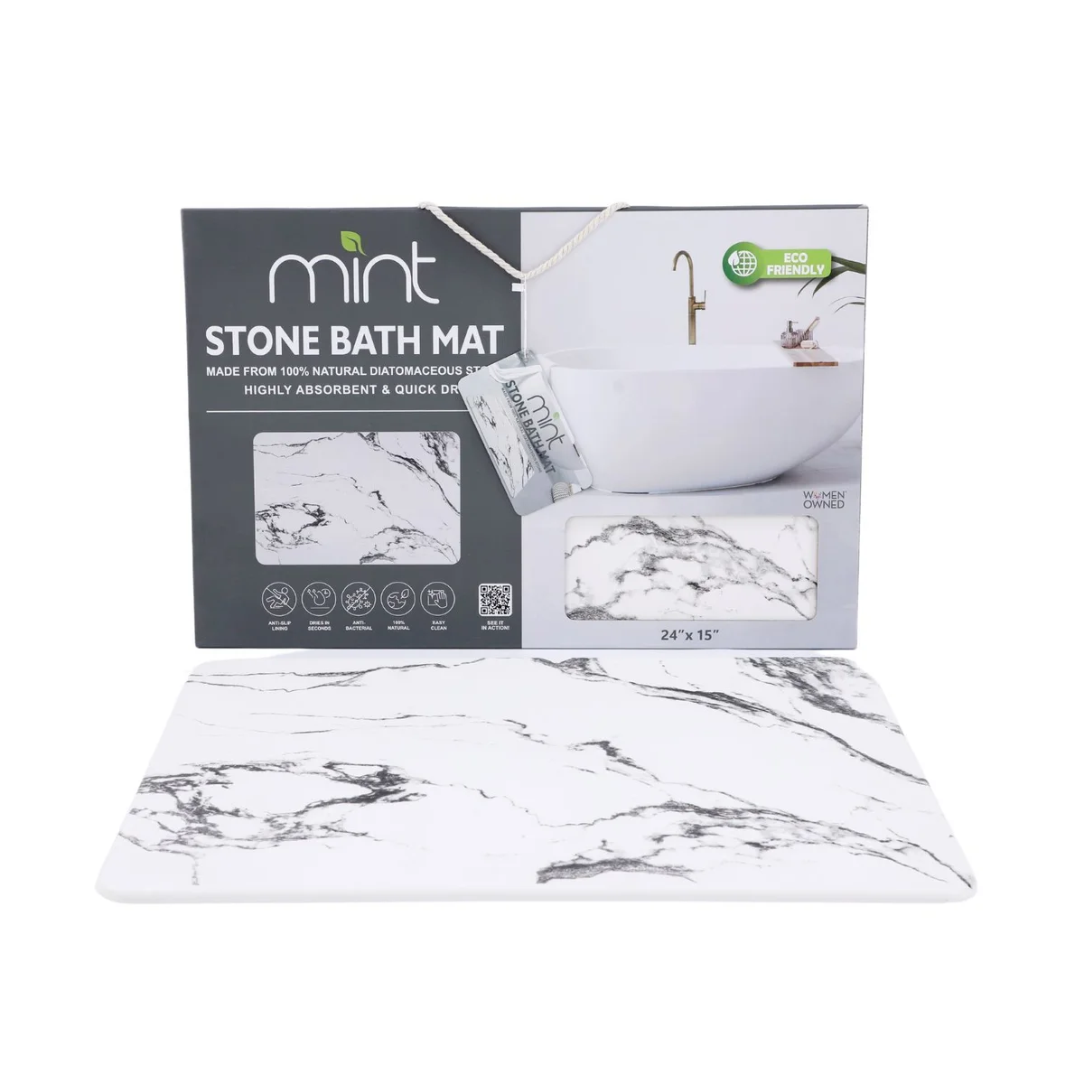 4 Colors! - 24'' x 15'' Diatomaceous Quick-Drying Stone Bath Mat