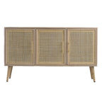 Natural Brown Media Center with Rattan Doors