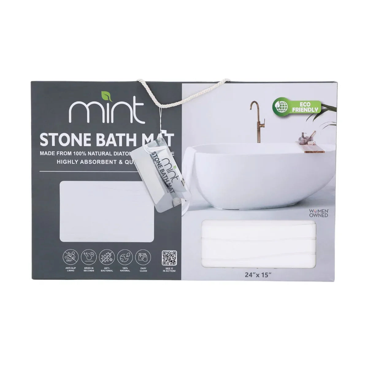 Off White Wave Stone Bath Mat - Dimensions: 24"x15"