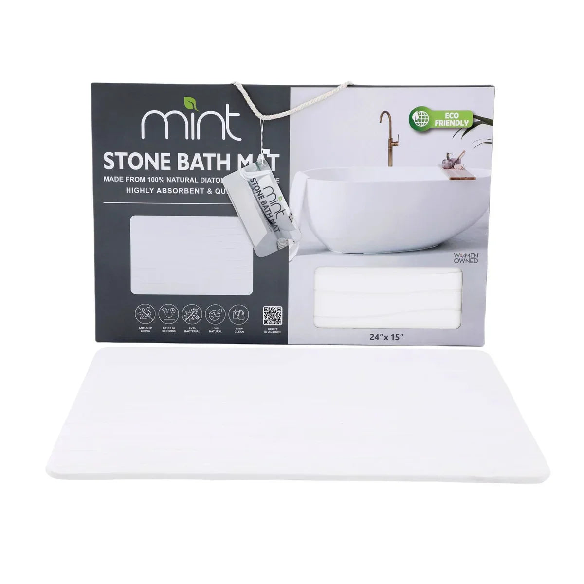 Off White Wave Stone Bath Mat - Dimensions: 24"x15"