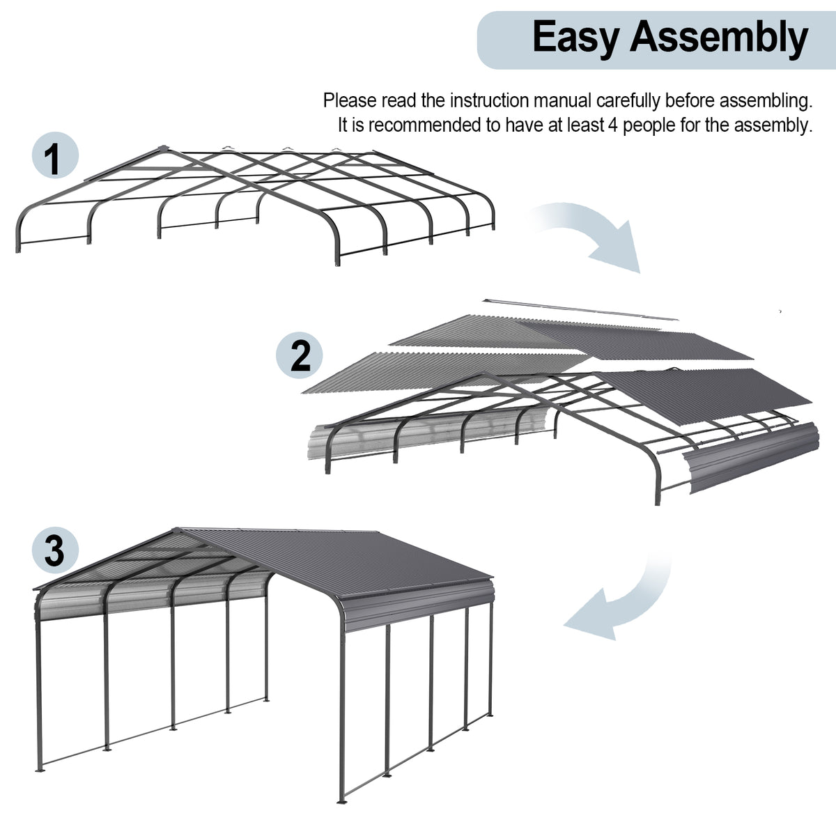 12 x 20 FT Heavy Duty Metal Carport