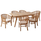 Outdoor 6 Seater Acacia Wood Dining Set with Cushions
