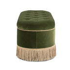 Melinda 48.5" Oval Tufted Bullion Fringe Storage Bench, Olive