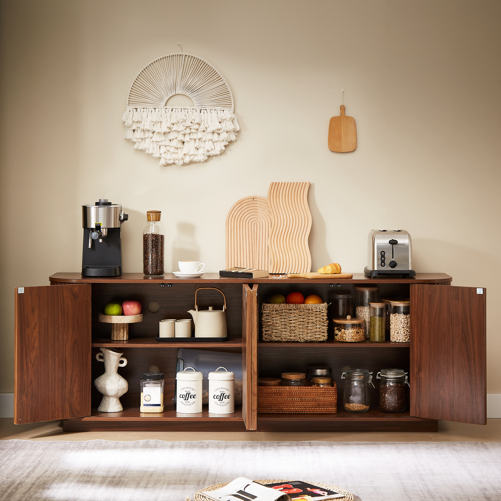 Sideboard Storage Cabinet with Wave Pattern