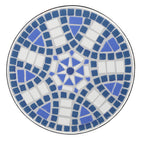 Outdoor Round Side Table with Mosaic-Style Top and Curved Iron Legs