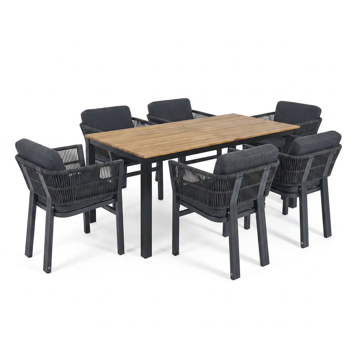 7-Piece Outdoor Dining Set, Acacia Wood Table & 6 Chairs