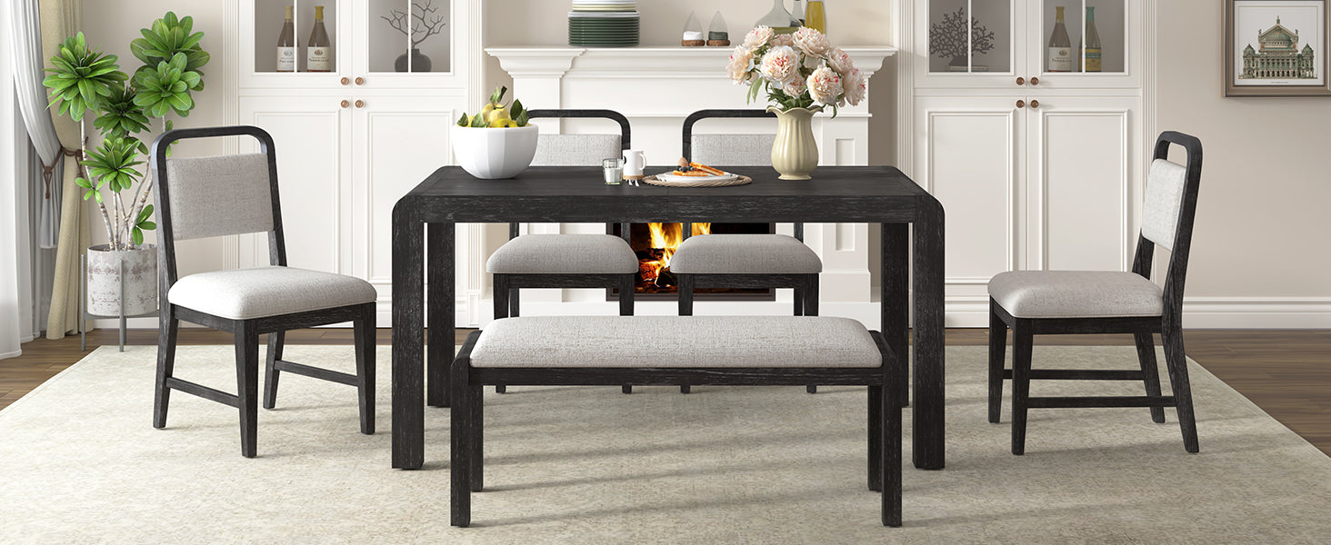 TREXM Vintage Extendable Dining Table Set for 4-6