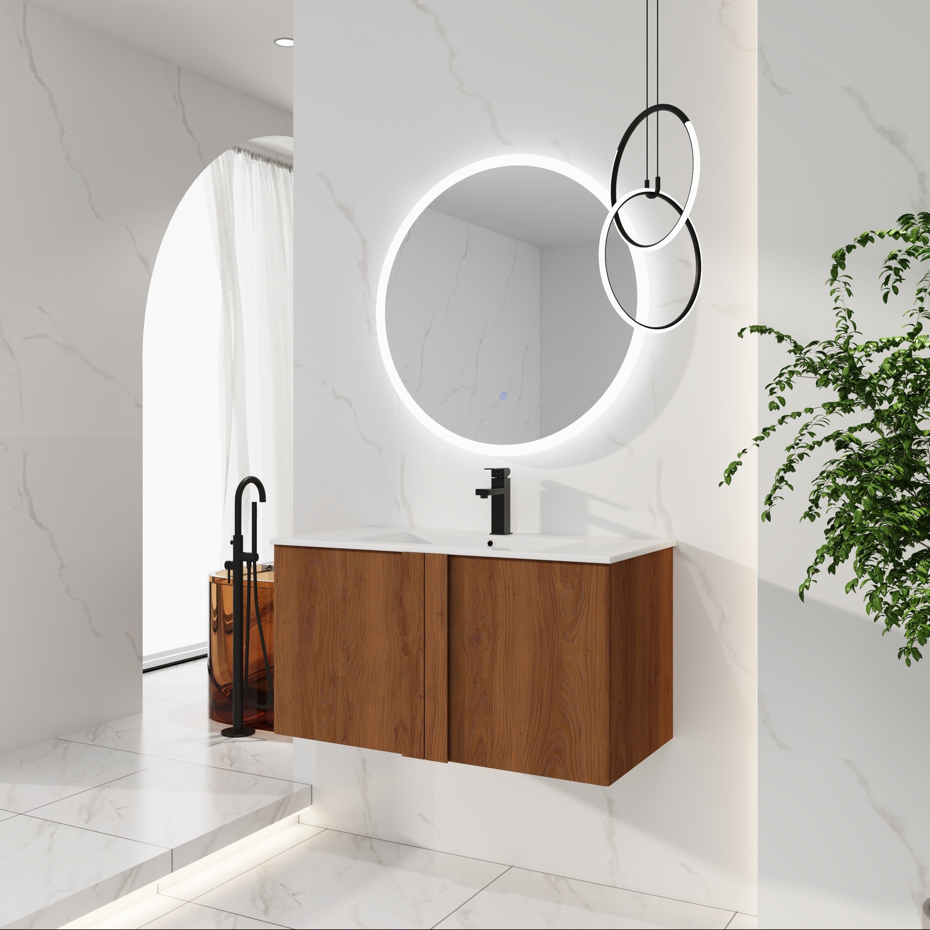 36" Wall-Mounted Bathroom Vanity with Sink Combo