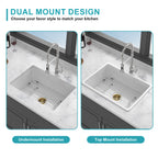 27"x19"x10" Undermount Single Bowl Fireclay Kitchen Sink