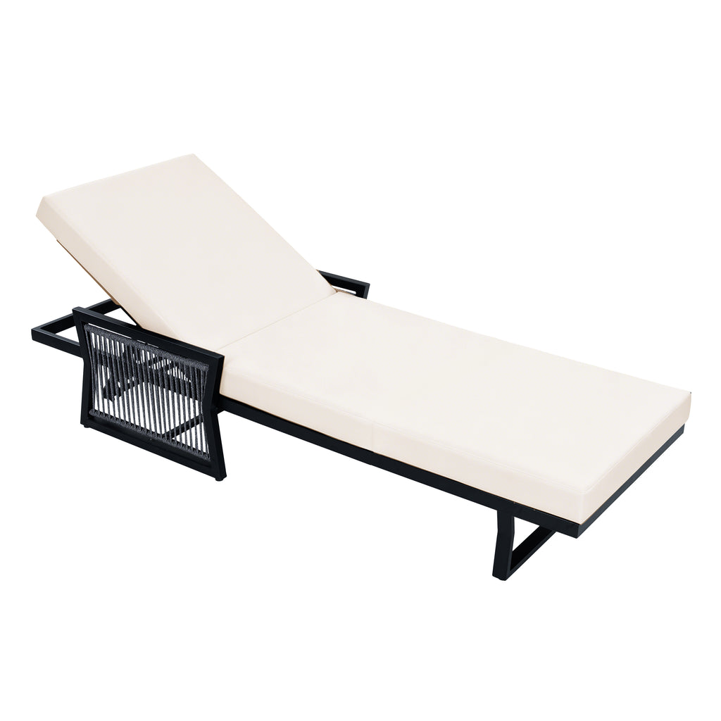 Black Iron Outdoor Chaise Lounge Set