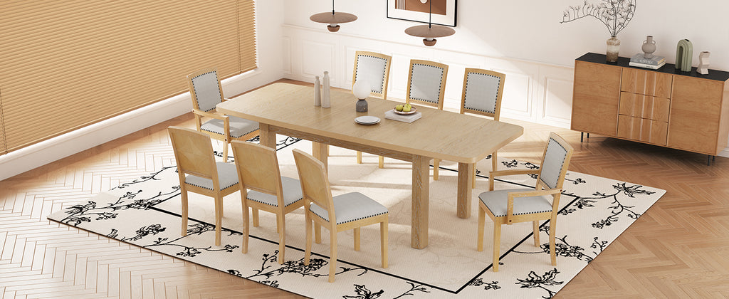TOPMAX Rustic Extendable 84-Inch Dining Table Set
