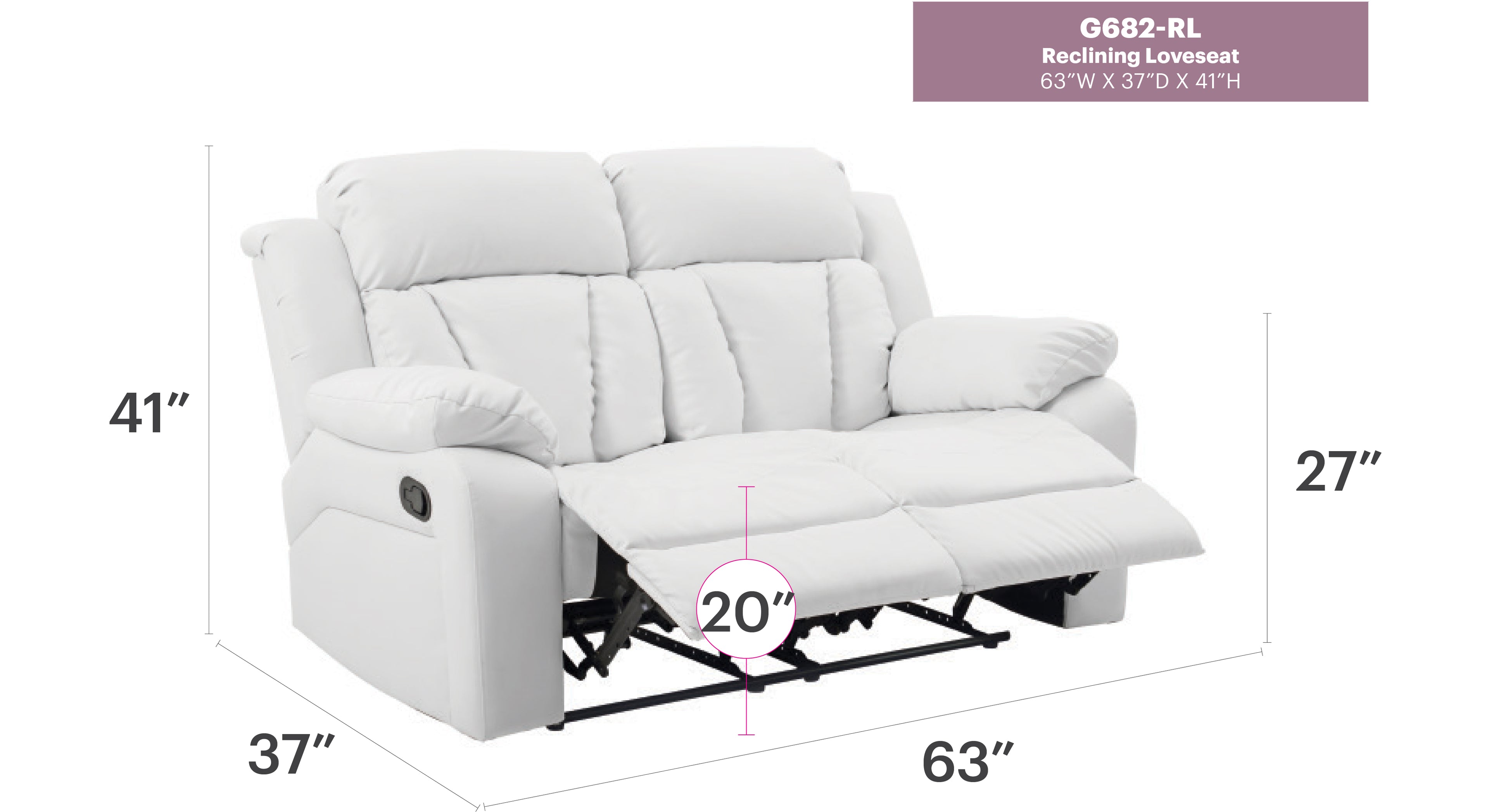 Glory Furniture Daria G682-RL Reclining Love Seat
