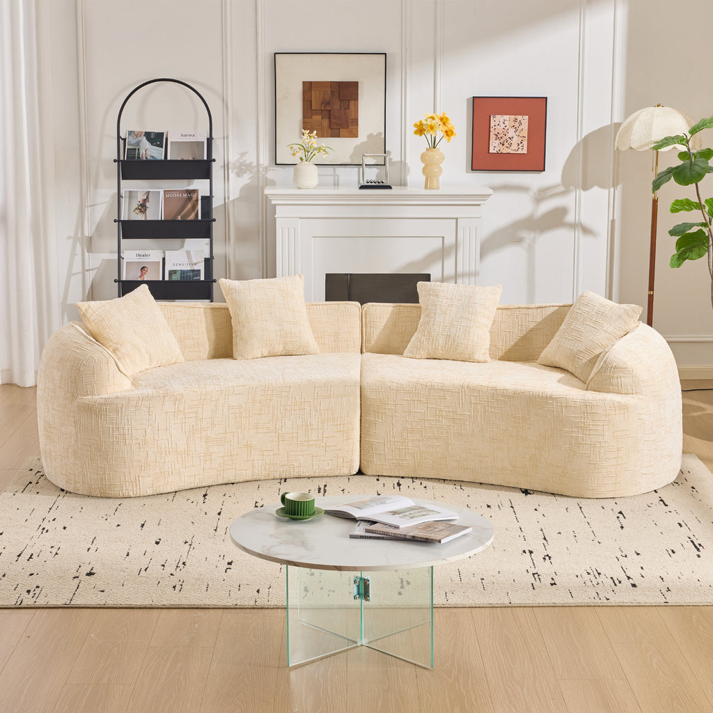 Beige Curved Compressed Sofa