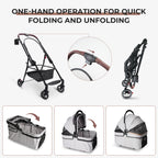 4-Wheel Foldable Pet Stroller for Dogs & Cats