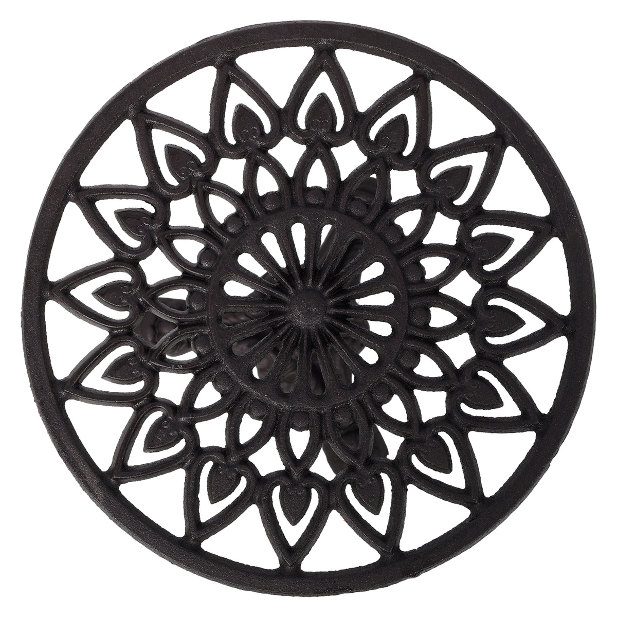 Single Tier Cast Iron Plant Stand, Tall, Black, Vintage Floral Openwork