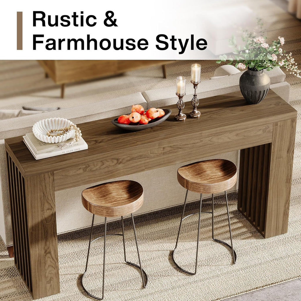 59" Farmhouse Console Table with Vertical Slat Legs