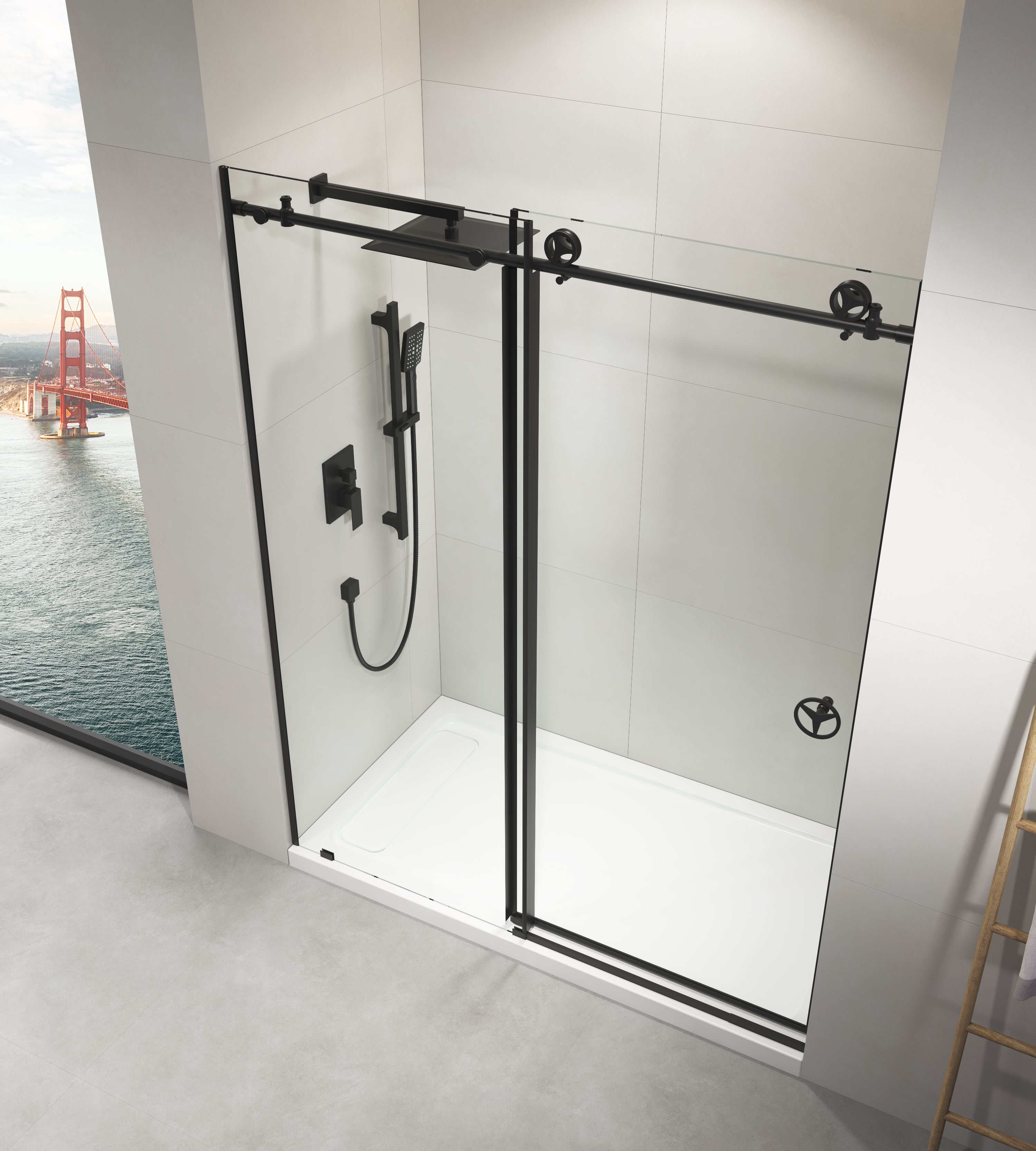 60" W x 76" H Sliding Frameless Shower Door in Matte
