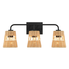 Moonlit Three Lights Wall Sconce With Rattan Shade