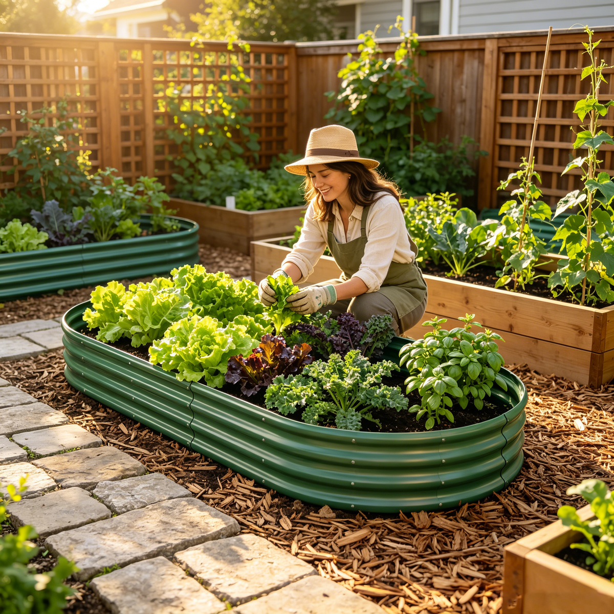 Galvanized Raised Garden Bed, 8x4x1 Foot, Heavy-Duty Metal Planter, Green