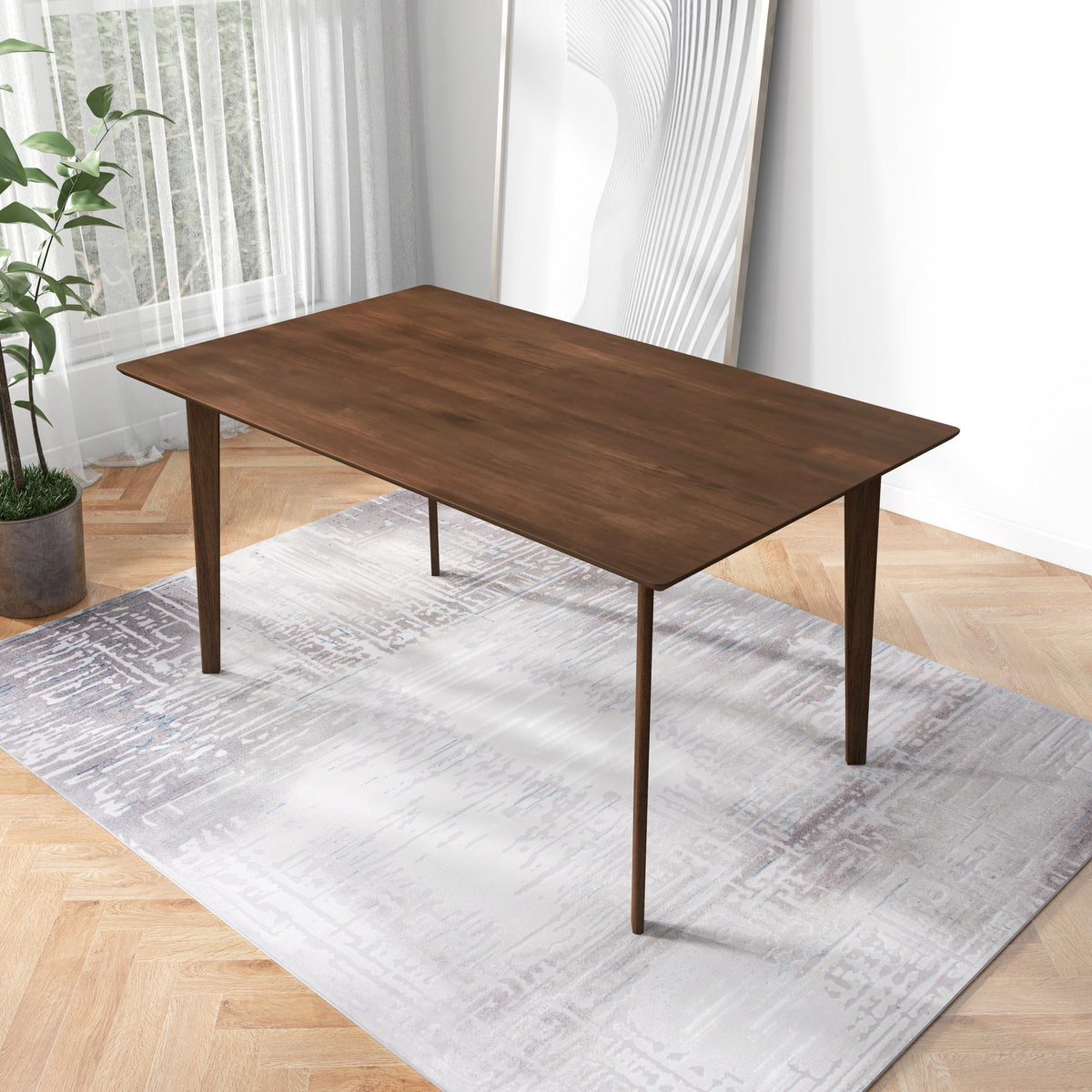 Carlos Solid Wood Dining Table and 4 Side Chairs