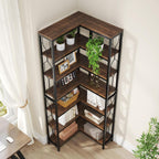Stylish 7-Tier Industrial Corner Bookshelf
